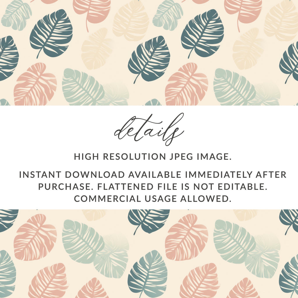 Colorful Monstera Leaf Pattern Instant Download Image