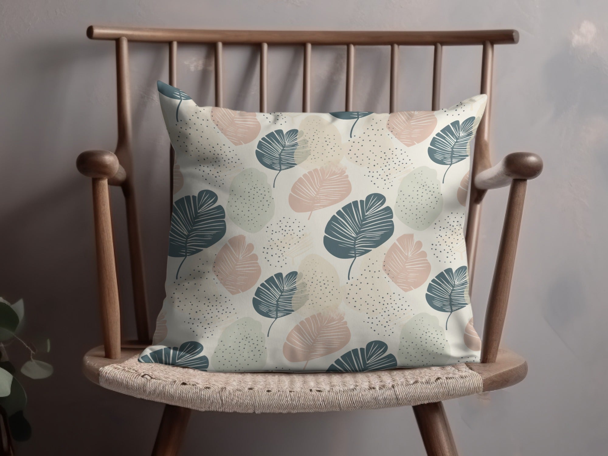 Stylish Cushion with Tropical Leaves Design Pillow