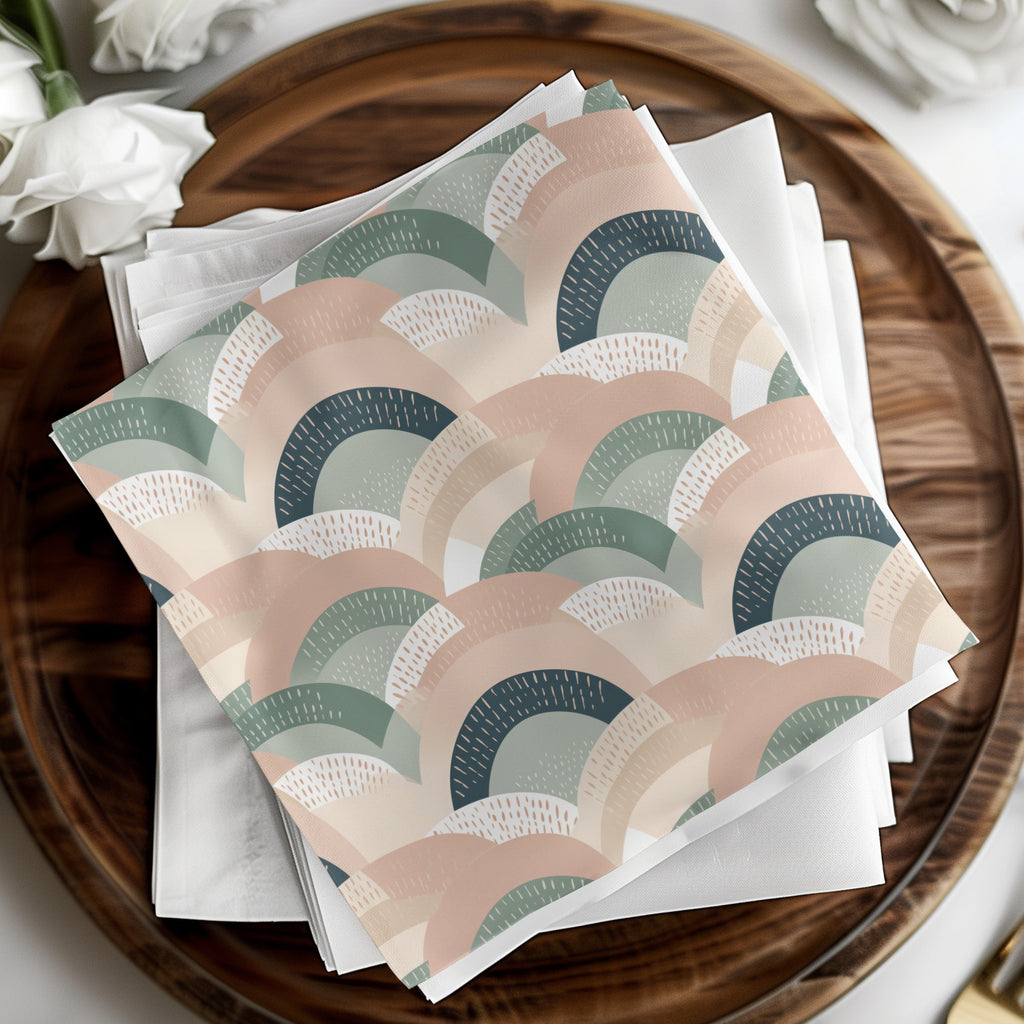 Pastel Rainbow Arch Pattern Printed Napkin Set