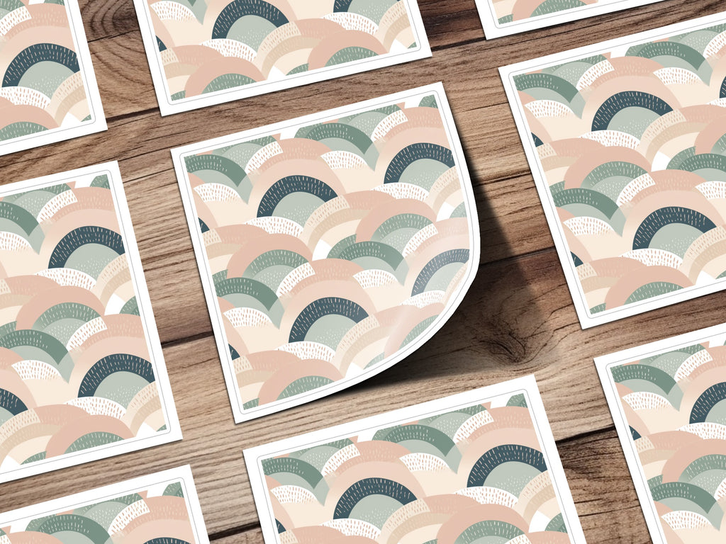 Pastel Rainbow Boho Abstract Pattern Sticker Sheets
