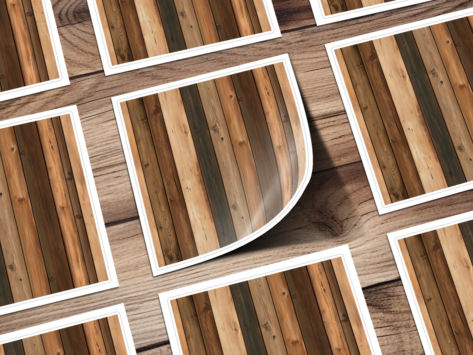 Rustic Wooden Plank Pattern Stickers for Decorating