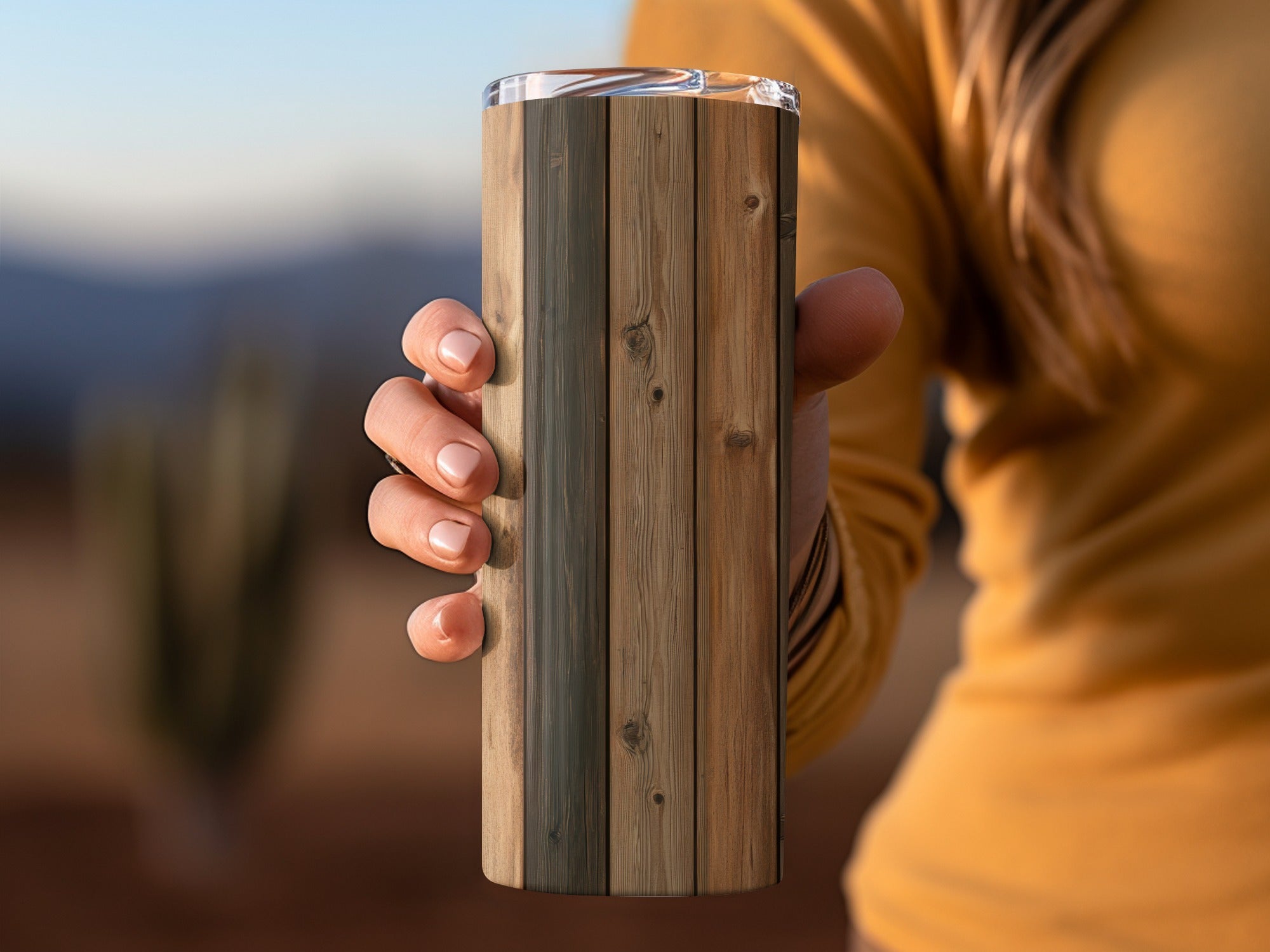 Stylish Wooden Design Insulated Tumbler for Hot and Cold Drinks