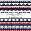 Seamless Nordic Pattern Digital Paper, Scandinavian Design Print, Red Blue Digital Pattern, Holiday Texture, Festive Digital Texture - Moore and Mountain