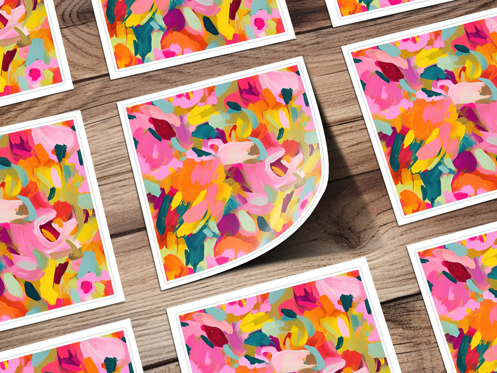 Vibrant Abstract Floral Design Colorful Art Prints