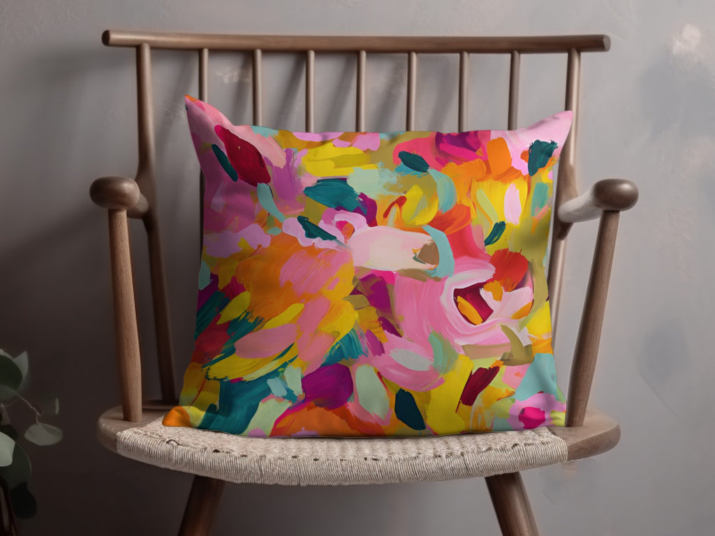 Vibrant Abstract Art Throw Pillow Bright Colorful Decor