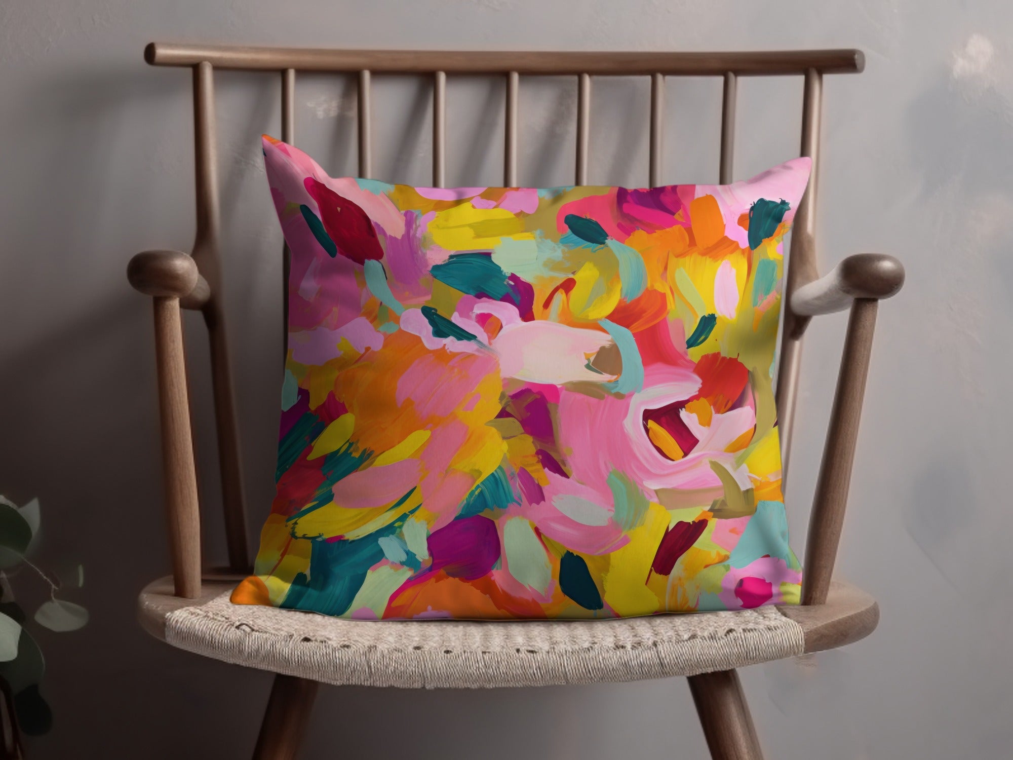 Vibrant Abstract Art Throw Pillow Bright Colorful Decor