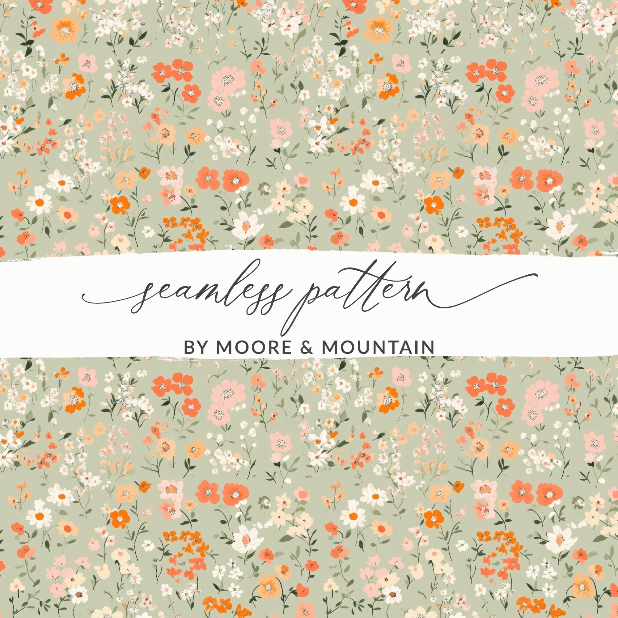 Seamless Pastel Ditsy Floral, Digital Paper, Floral Pattern, Flower Backgrounds, Scrapbook Paper, Fabric Design, Digital Download - Moore and Mountain