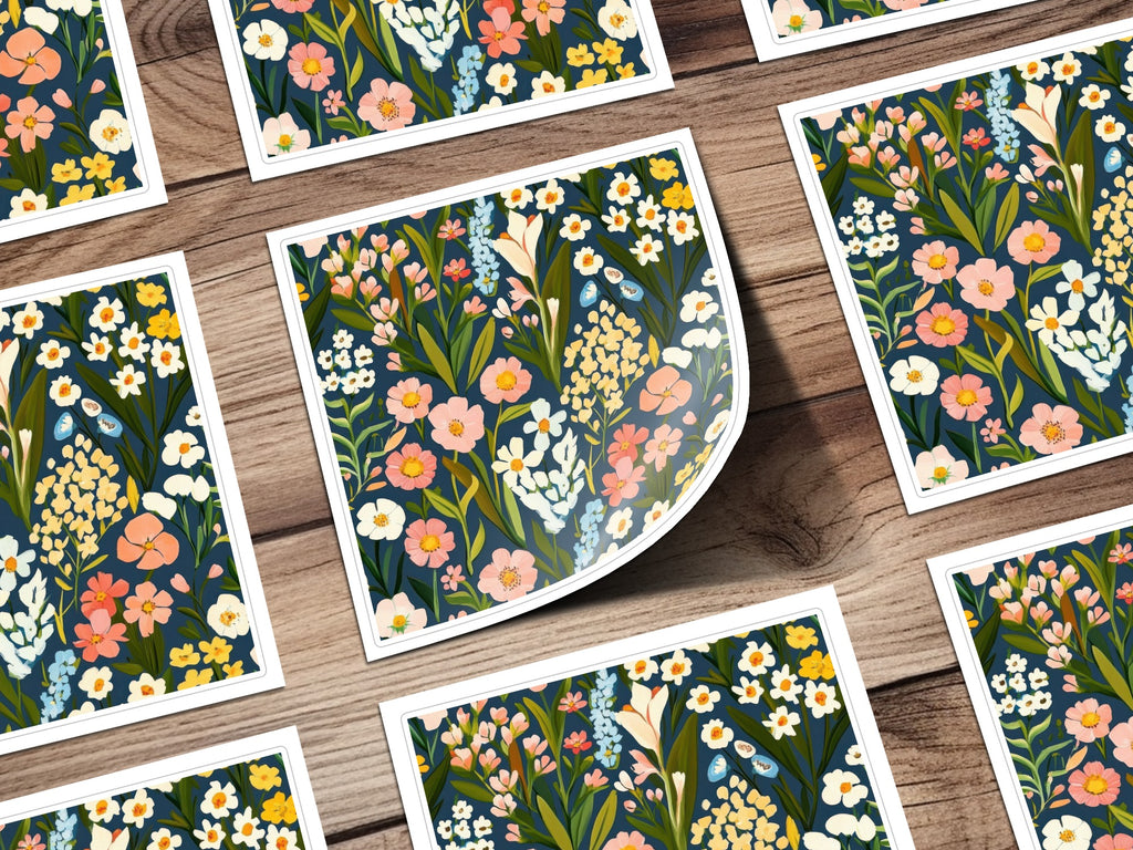 Colorful Floral Pattern Illustration Sticker Sheet