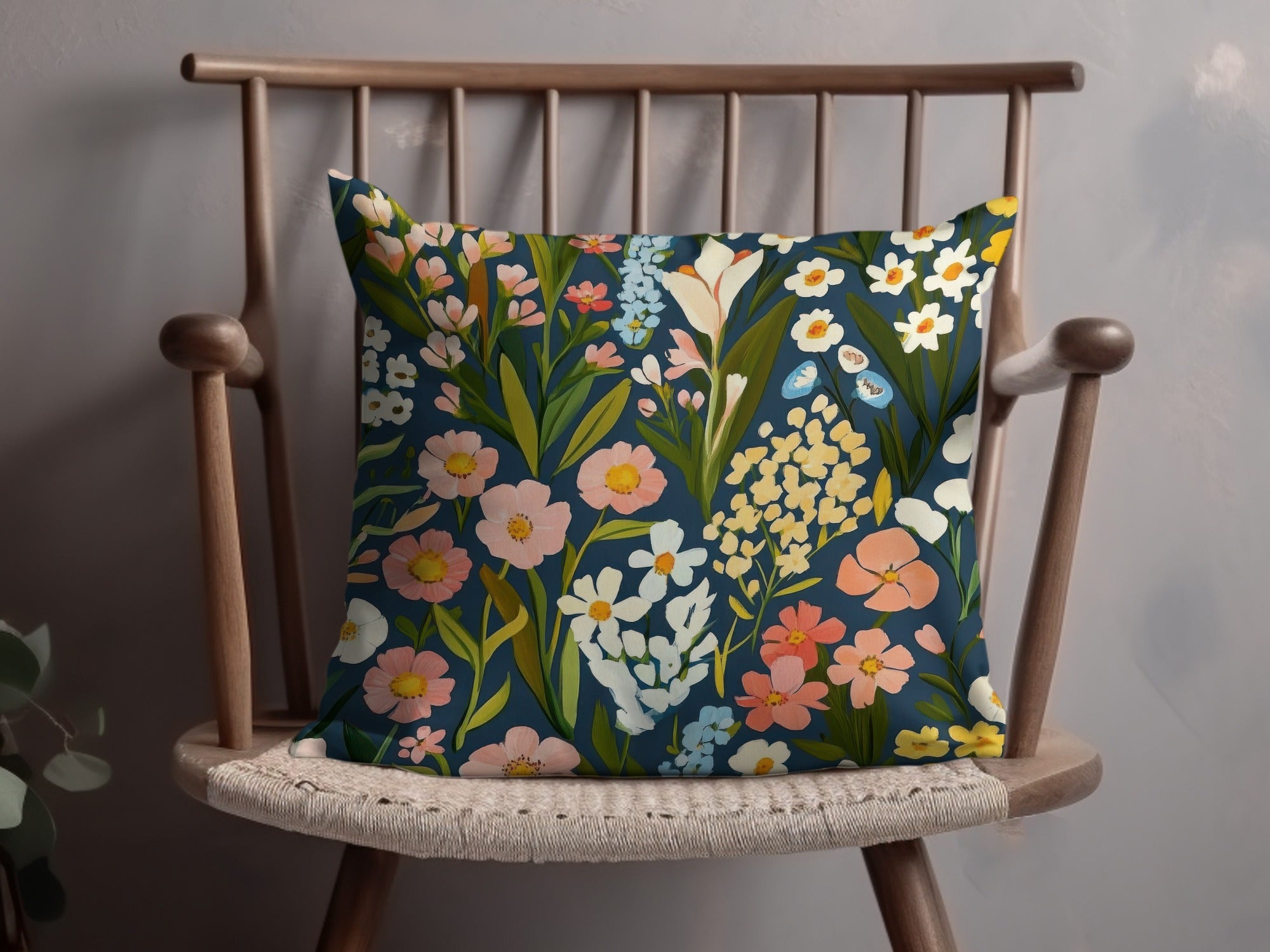 Colorful Floral Pattern Throw Pillow for Home Decor