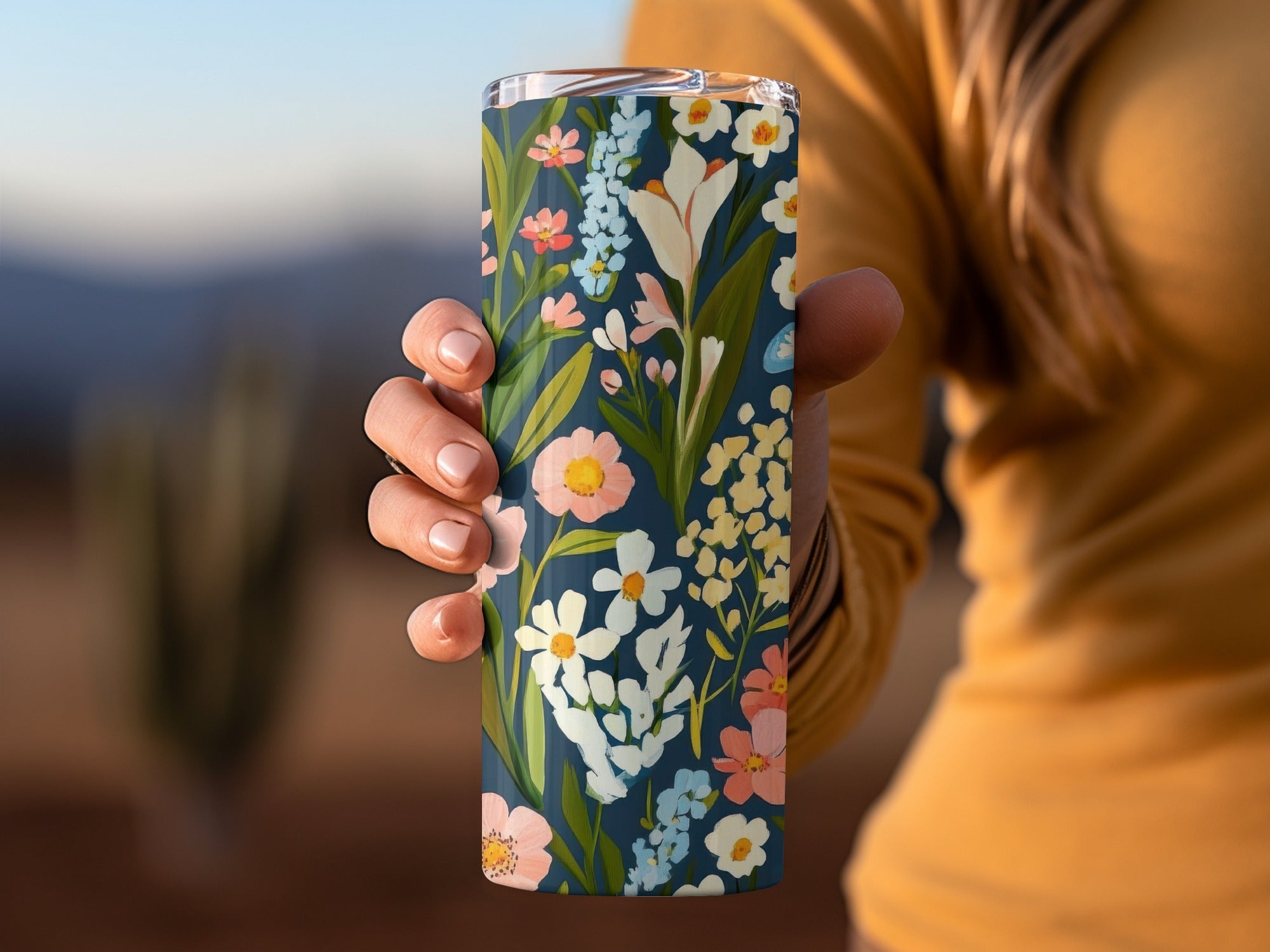 Colorful Floral Design Insulated Tumbler Cup Drinkware