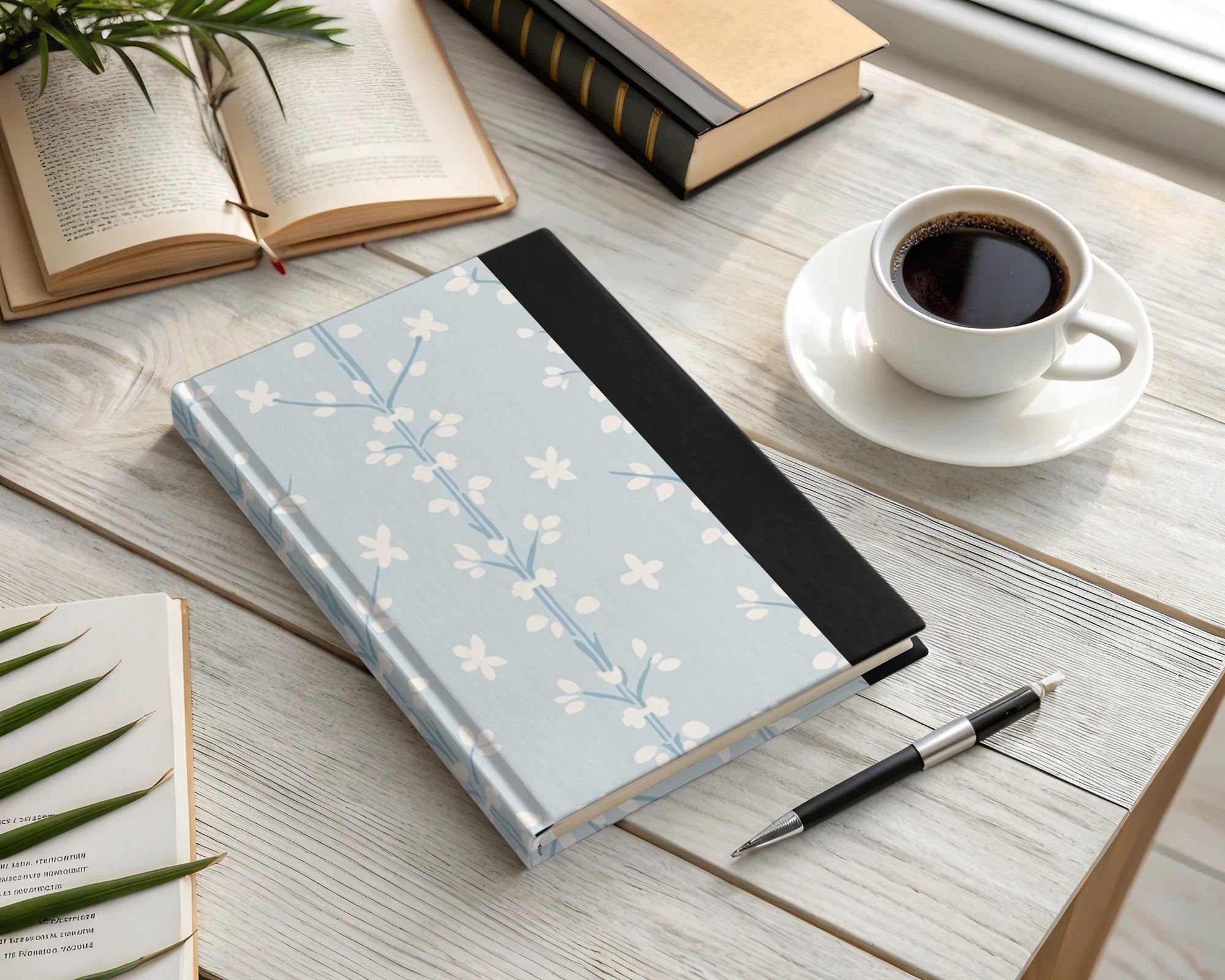 Blue Floral Hardcover Journal for Everyday Writing