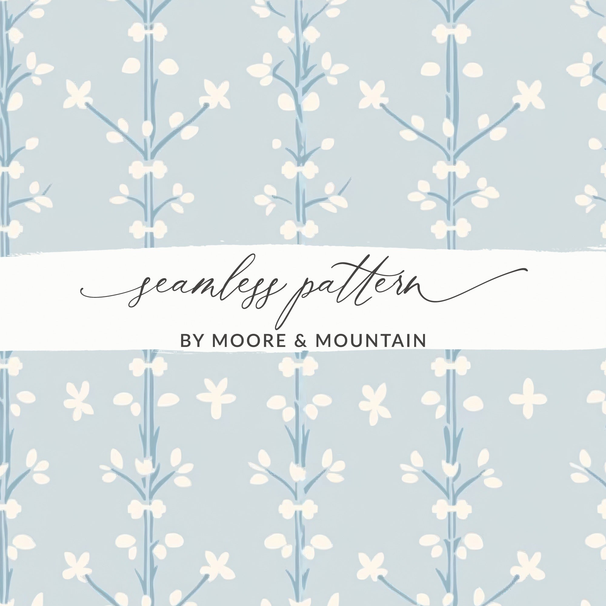 Floral Blue Seamless Pattern by Moore & Mountain Design