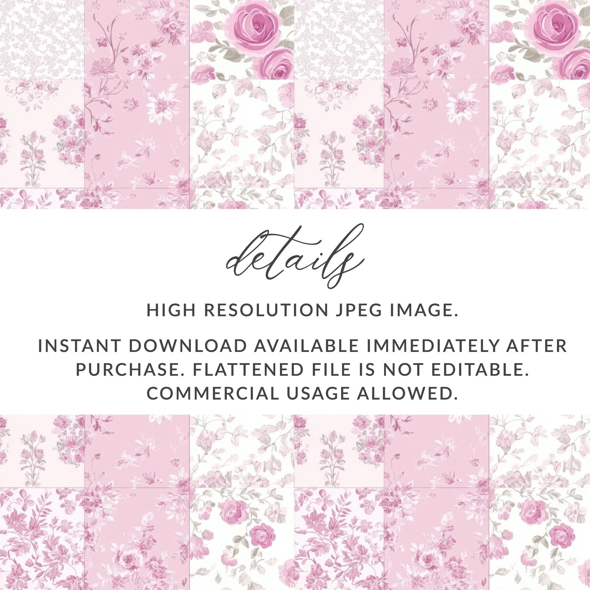 High Resolution Pink Floral Pattern Digital File