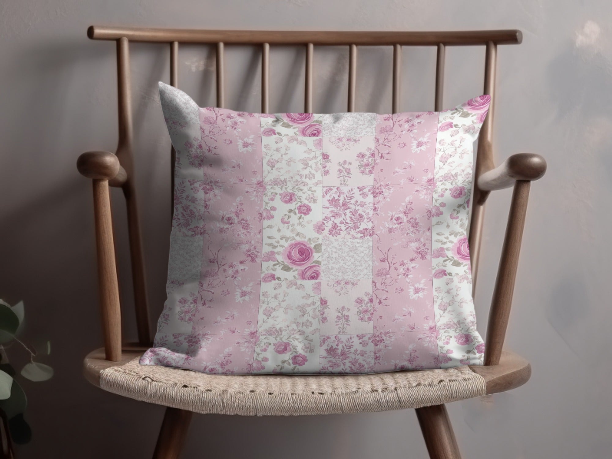 Floral Patchwork Pattern Throw Pillow for Home Decor