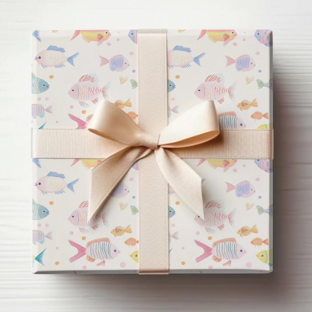Decorative Gift Wrapping Paper with Colorful Fish Design