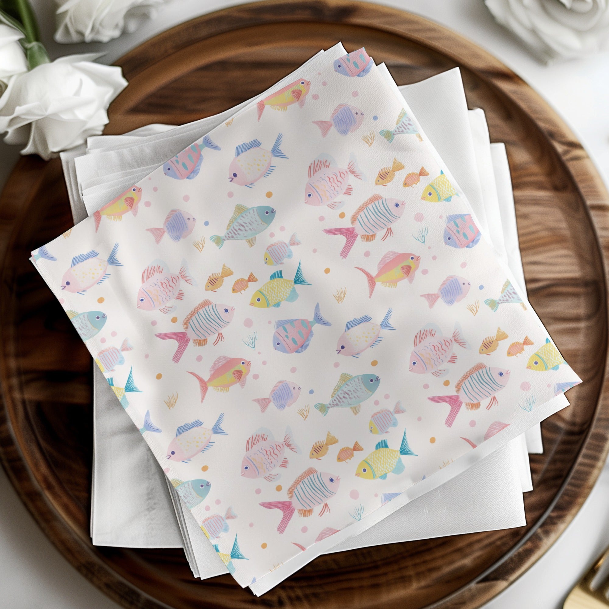 Colorful Fish Themed Decorative Napkins Set