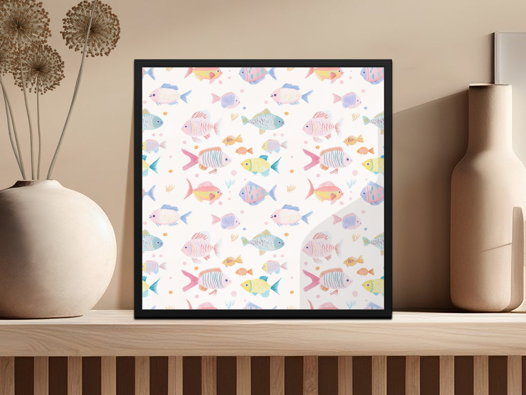 Colorful Fish Pattern Art Print for Home Decor