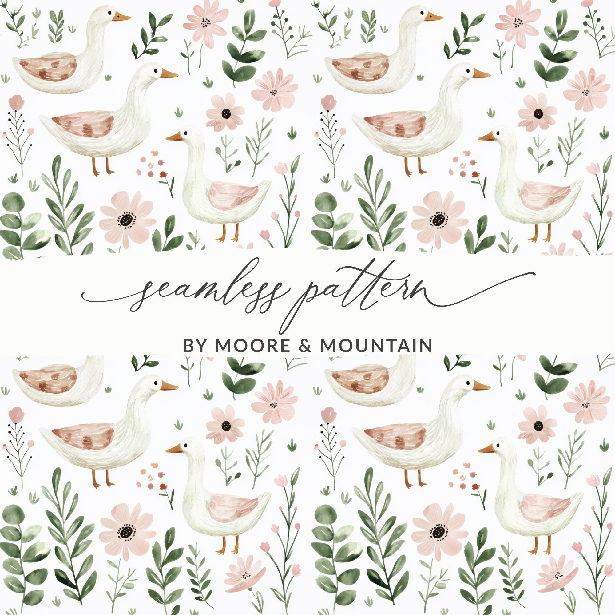 Duck Floral Seamless Pattern by Moore & Mountain Design