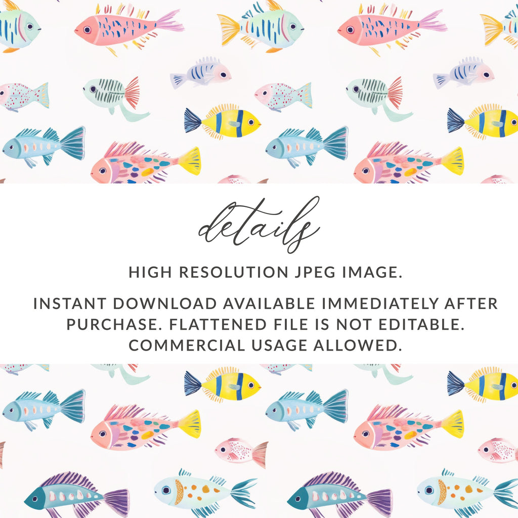 Colorful Fish Pattern High-Resolution JPEG Instant Download