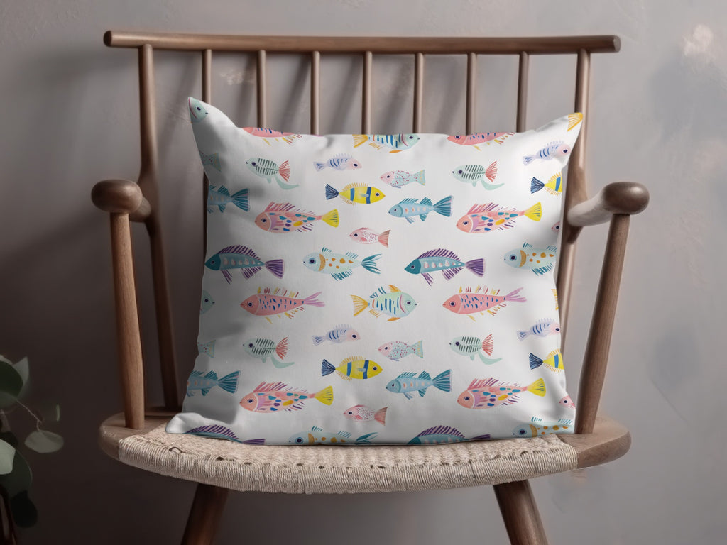 Colorful Fish Pattern Decorative Throw Pillow