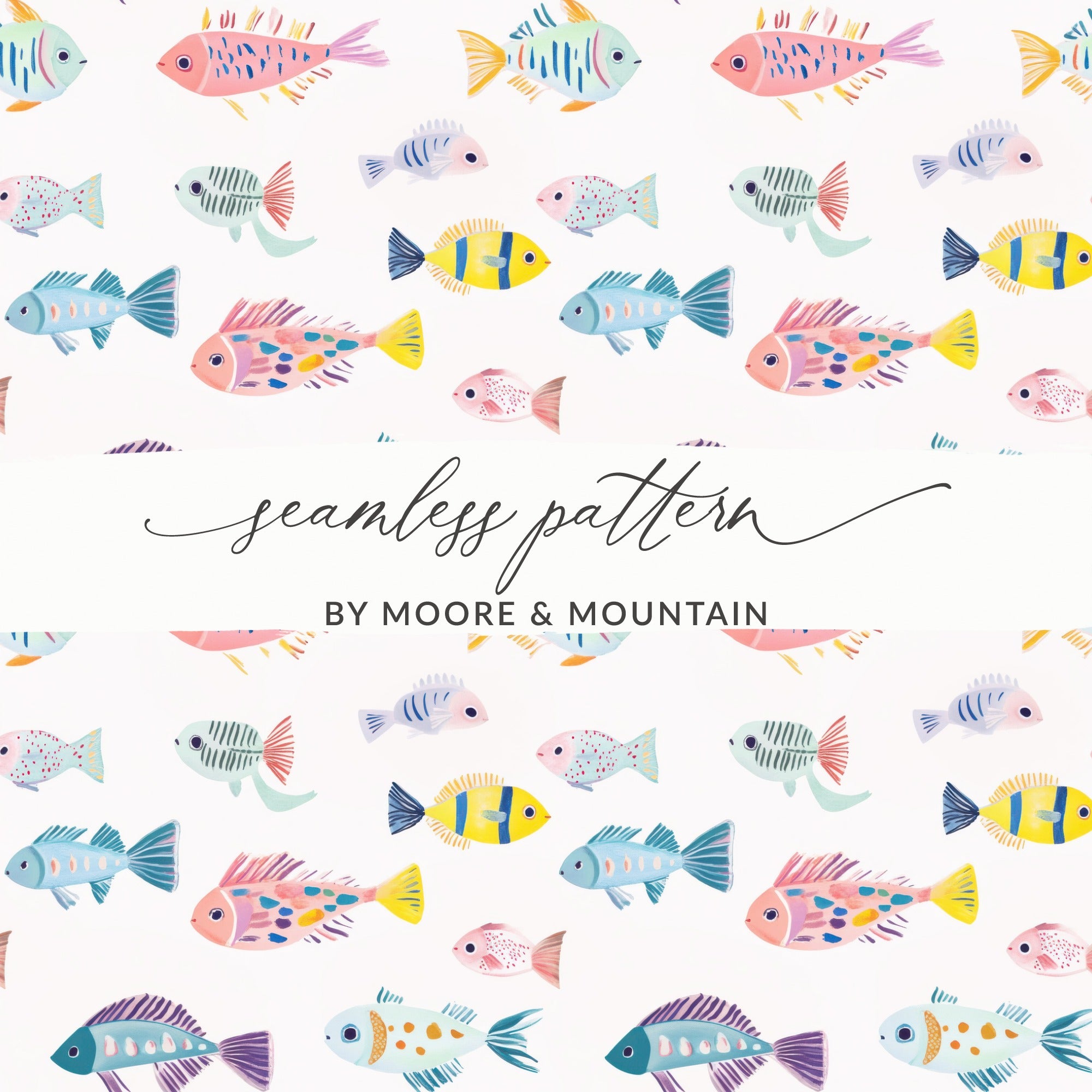 Colorful Fish Seamless Pattern by Moore & Mountain
