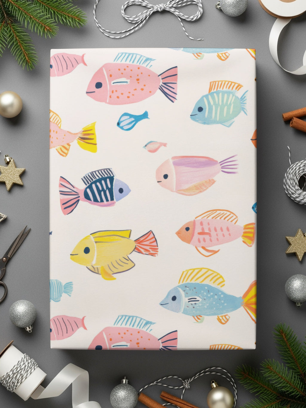 Colorful Fish Design Holiday Gift Wrapping Paper