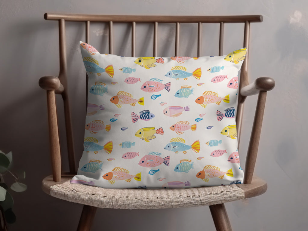 Colorful Fish Design Decorative Throw Pillow Cover