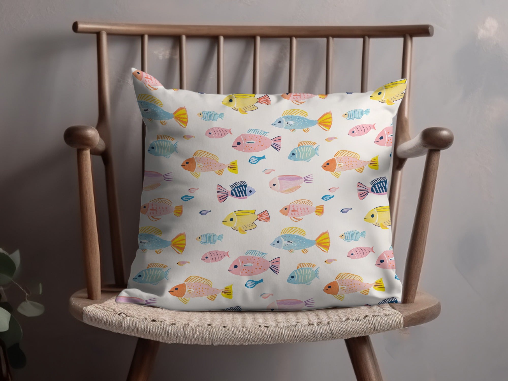 Colorful Fish Design Decorative Throw Pillow Cover