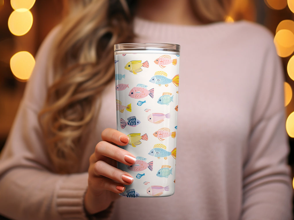 Colorful Fish Print Insulated Travel Tumbler Cup