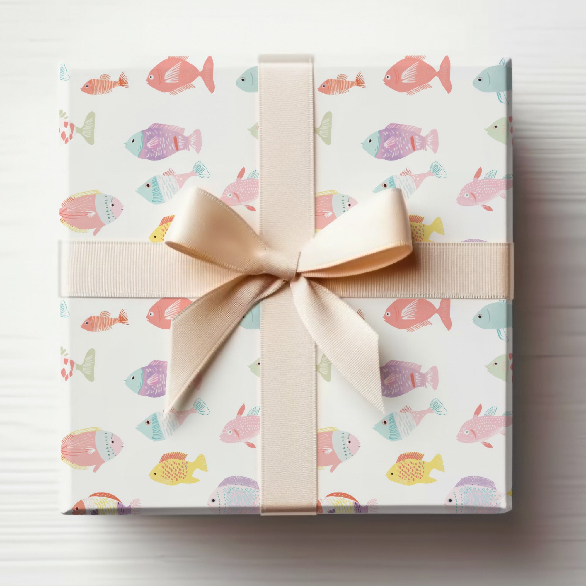 Colorful Fish Pattern Gift Wrap with Bow