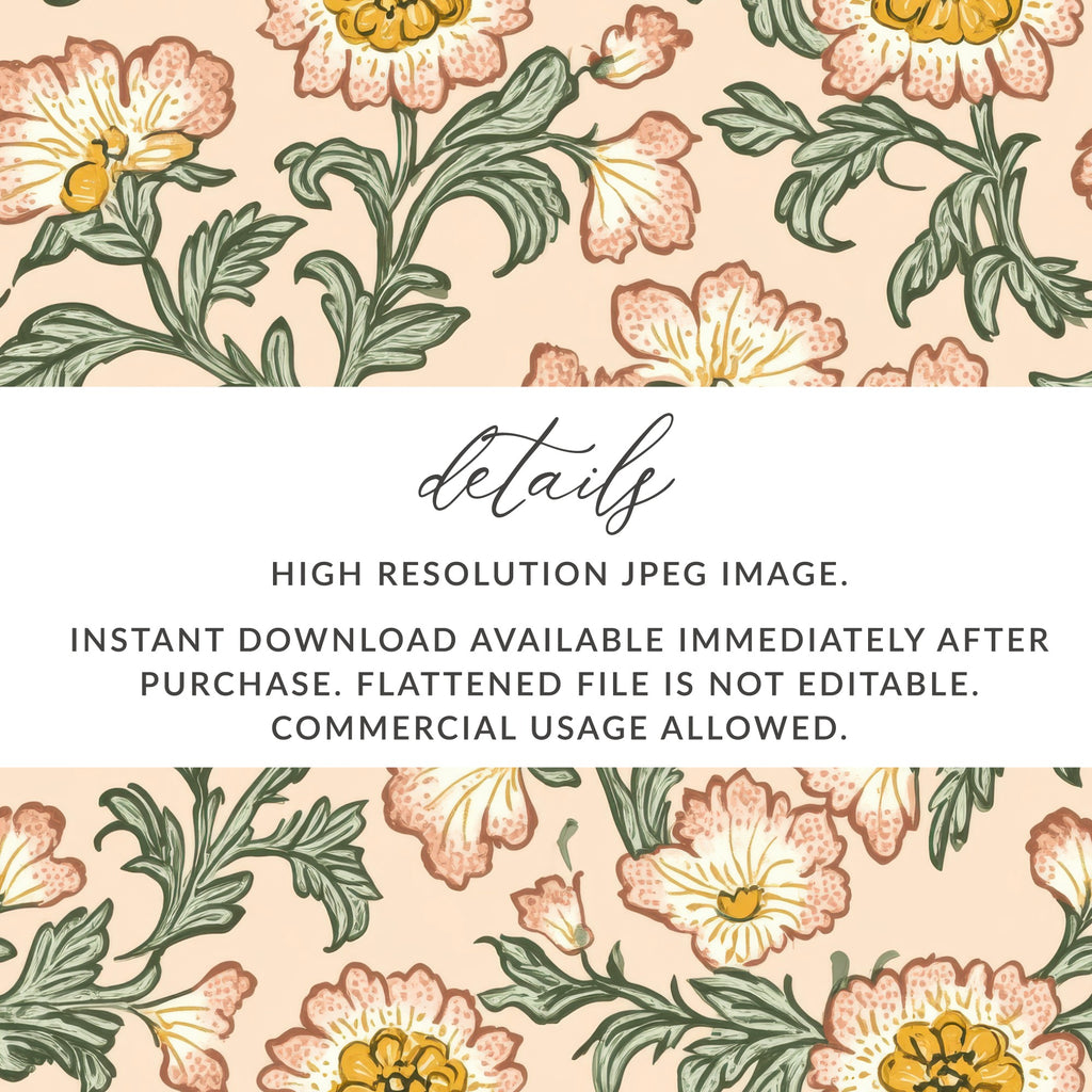 Seamless Pattern Kalamkari Flowers Leaves Repeating Design - Moore and Mountain