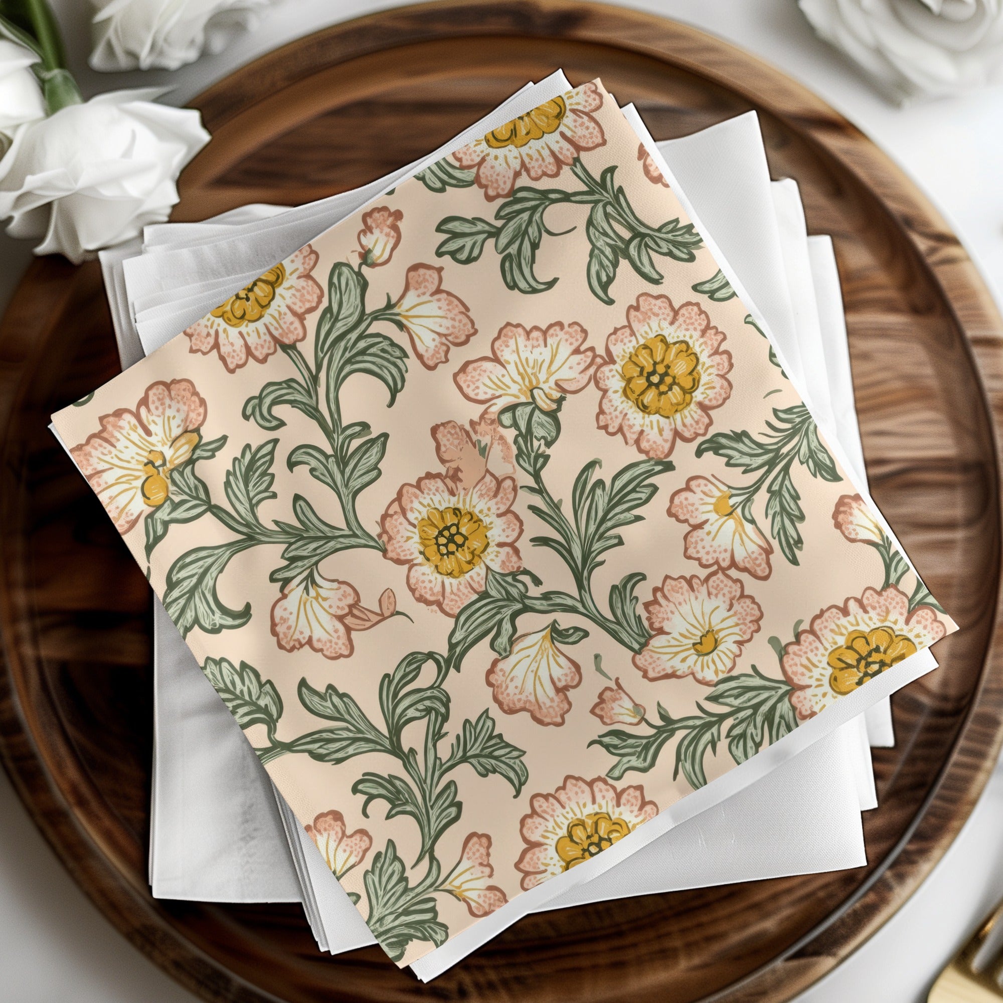 Seamless Pattern Kalamkari Flowers Leaves Repeating Design - Moore and Mountain