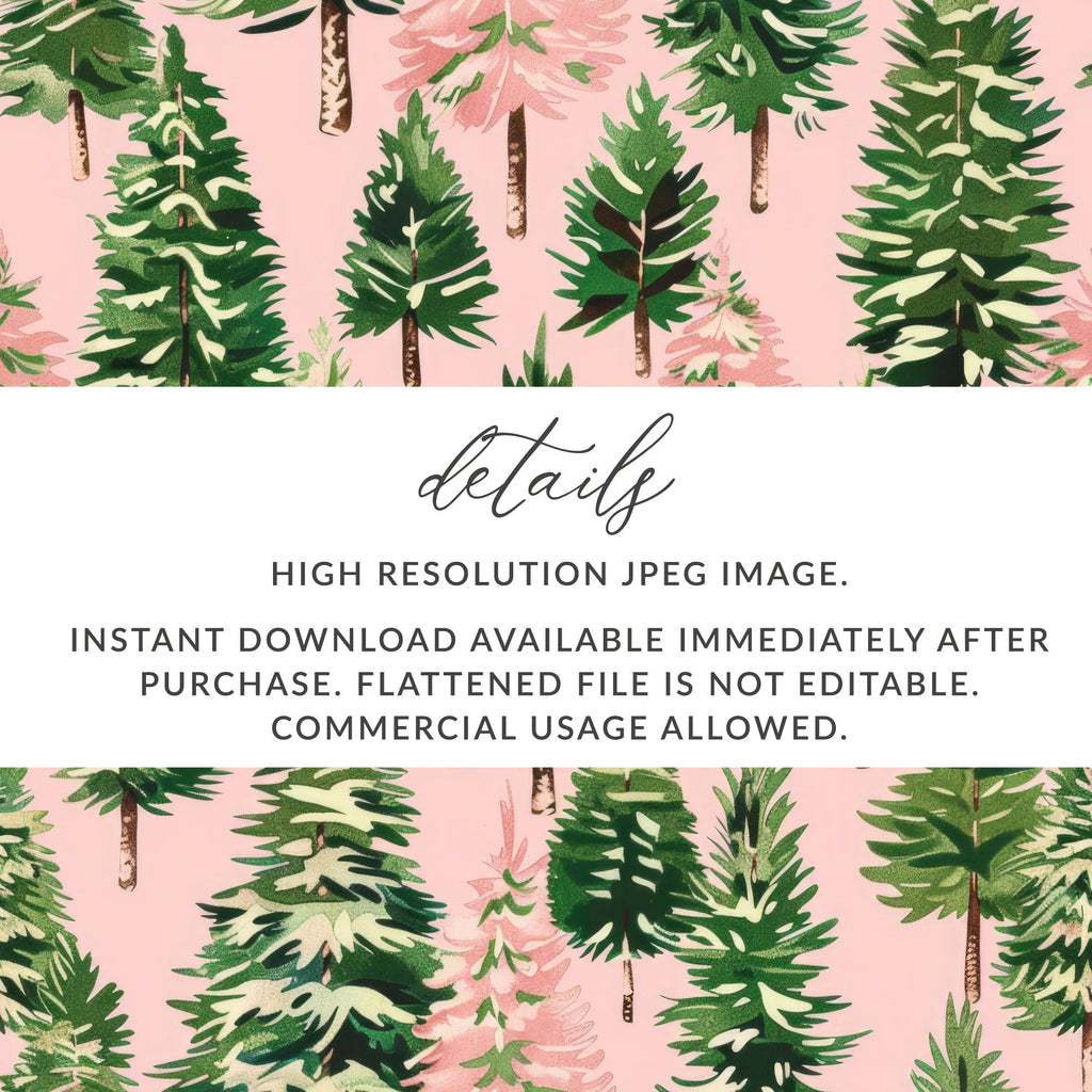 Pink Christmas Tree T-Shirt, Digital Art, Winter Forest Seamless Pattern, Holiday Design, Festive Gift, Christmas Decor, Unique Art - Moore and Mountain