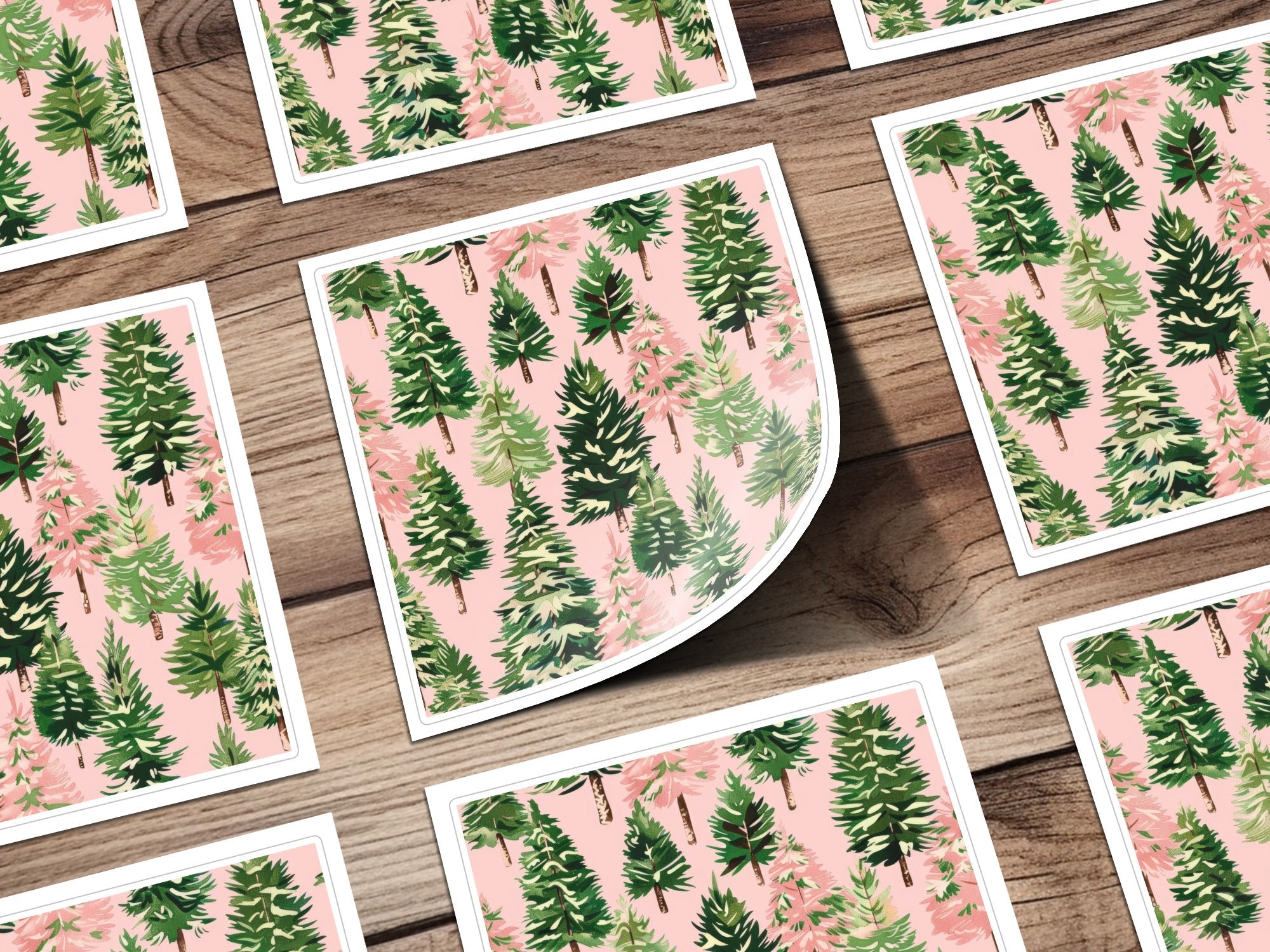 Pink Christmas Tree T-Shirt, Digital Art, Winter Forest Seamless Pattern, Holiday Design, Festive Gift, Christmas Decor, Unique Art - Moore and Mountain