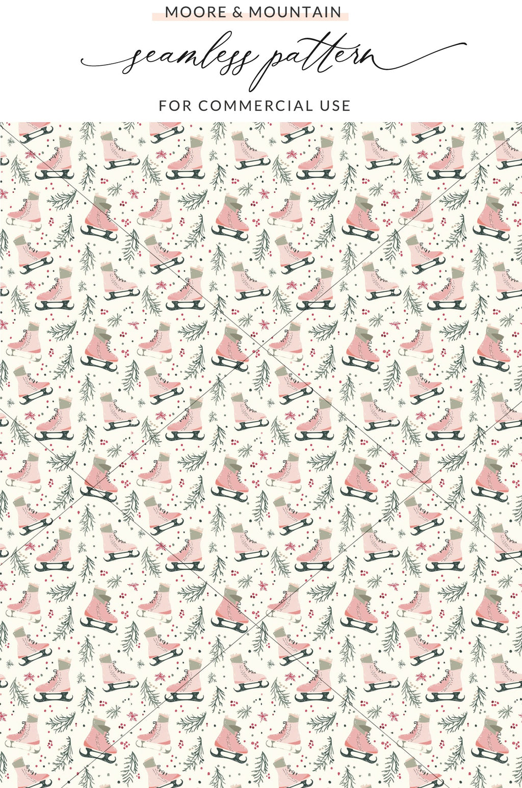 Seamless Pattern with Ice Skates for Commercial Use