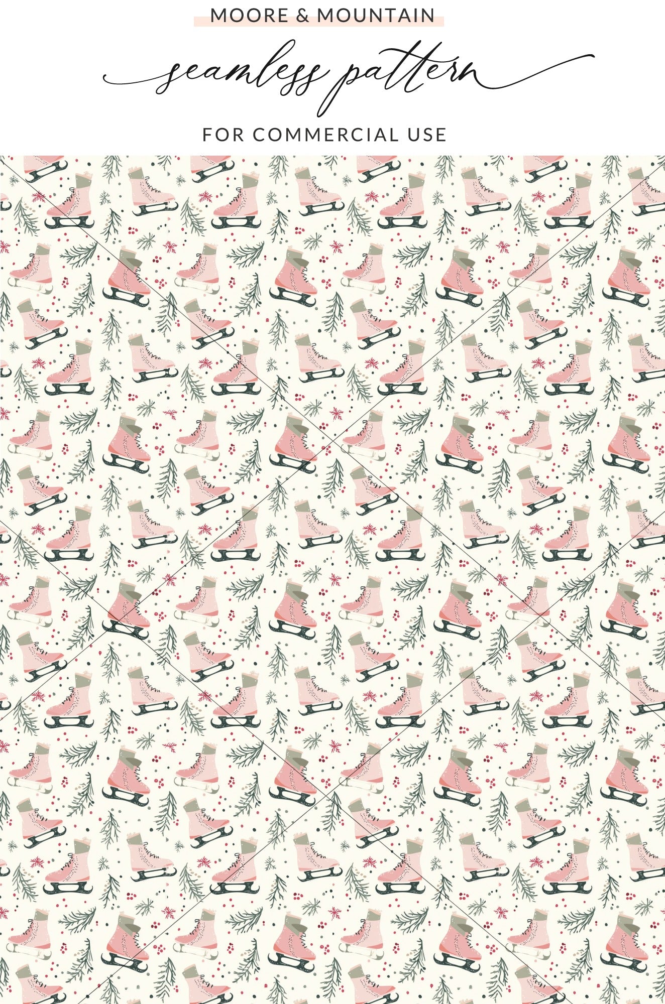 Seamless Pattern with Ice Skates for Commercial Use