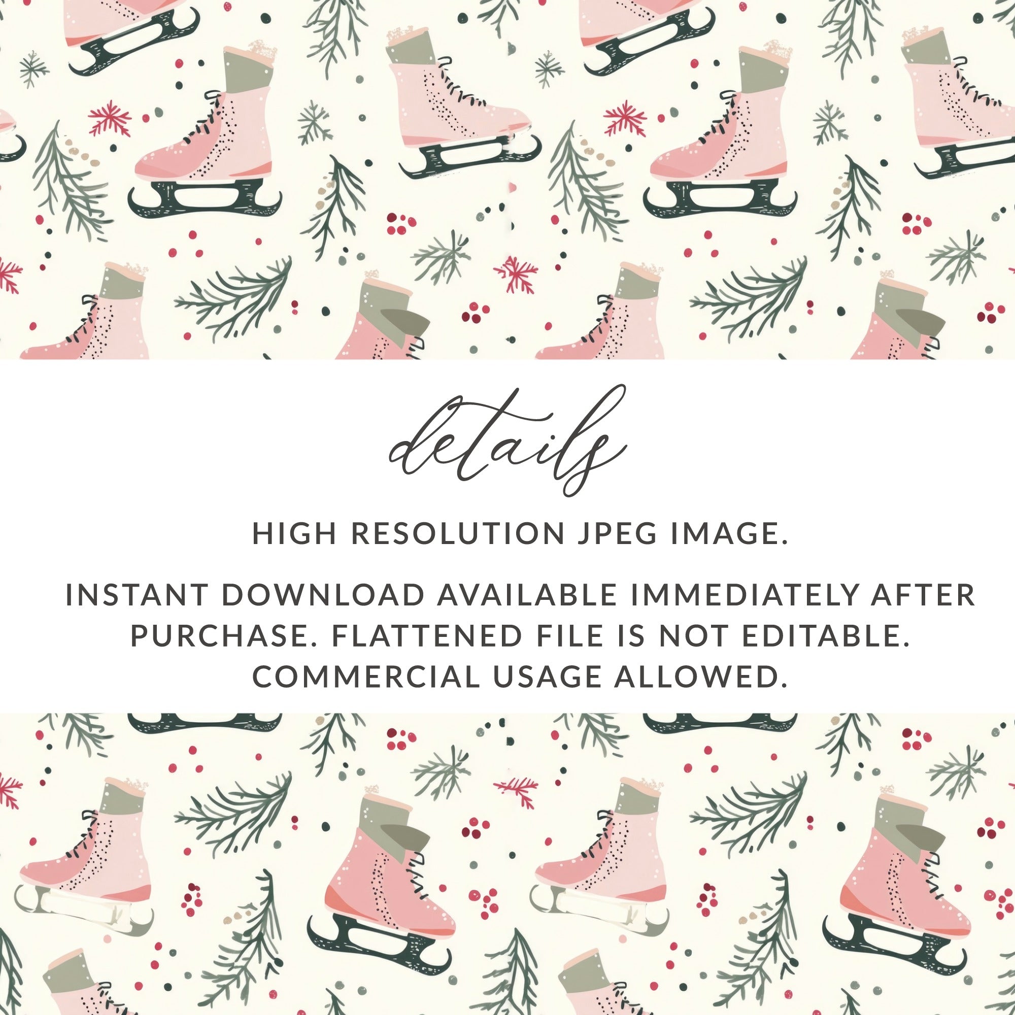 Ice Skates Christmas Holiday Themed Downloadable Image