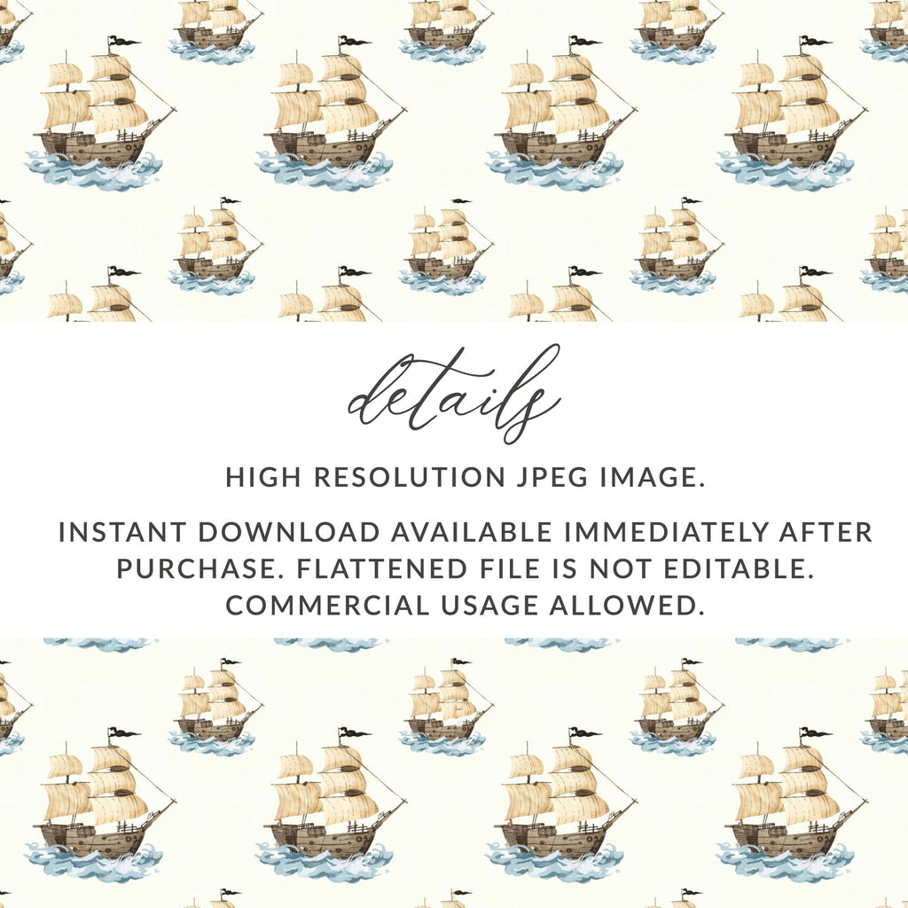 Sailing Ship T-Shirt, Nautical Digital Paper, Seamless Pirate Ship Pattern, Ocean Themed T Shirt Design, Seascape Wallpaper, Boat Digital - Moore and Mountain