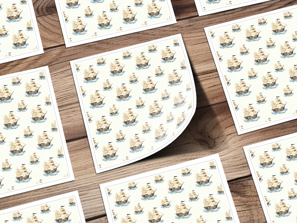 Sailing Ship T-Shirt, Nautical Digital Paper, Seamless Pirate Ship Pattern, Ocean Themed T Shirt Design, Seascape Wallpaper, Boat Digital - Moore and Mountain