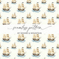 Sailing Ship T-Shirt, Nautical Digital Paper, Seamless Pirate Ship Pattern, Ocean Themed T Shirt Design, Seascape Wallpaper, Boat Digital - Moore and Mountain