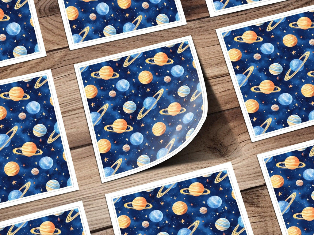 Seamless Space Pattern Digital Download, Watercolor Planets Stars Texture, Galaxy Celestial Design, Printable Paper, Fabric Pattern - Moore and Mountain
