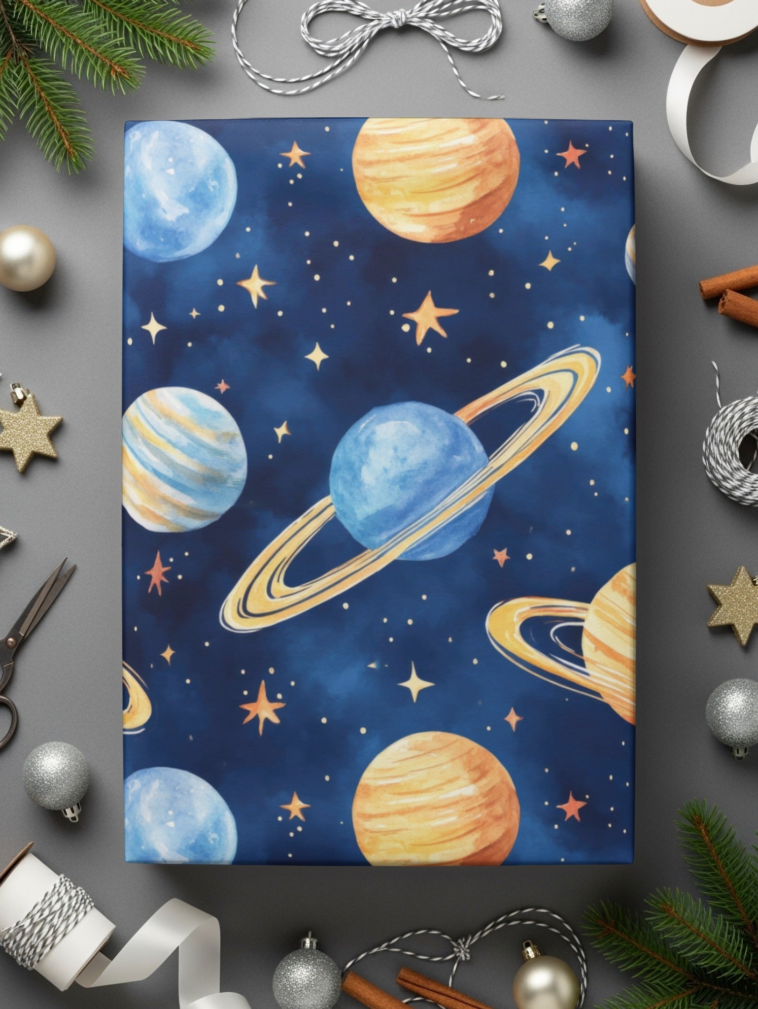 Seamless Space Pattern Digital Download, Watercolor Planets Stars Texture, Galaxy Celestial Design, Printable Paper, Fabric Pattern - Moore and Mountain