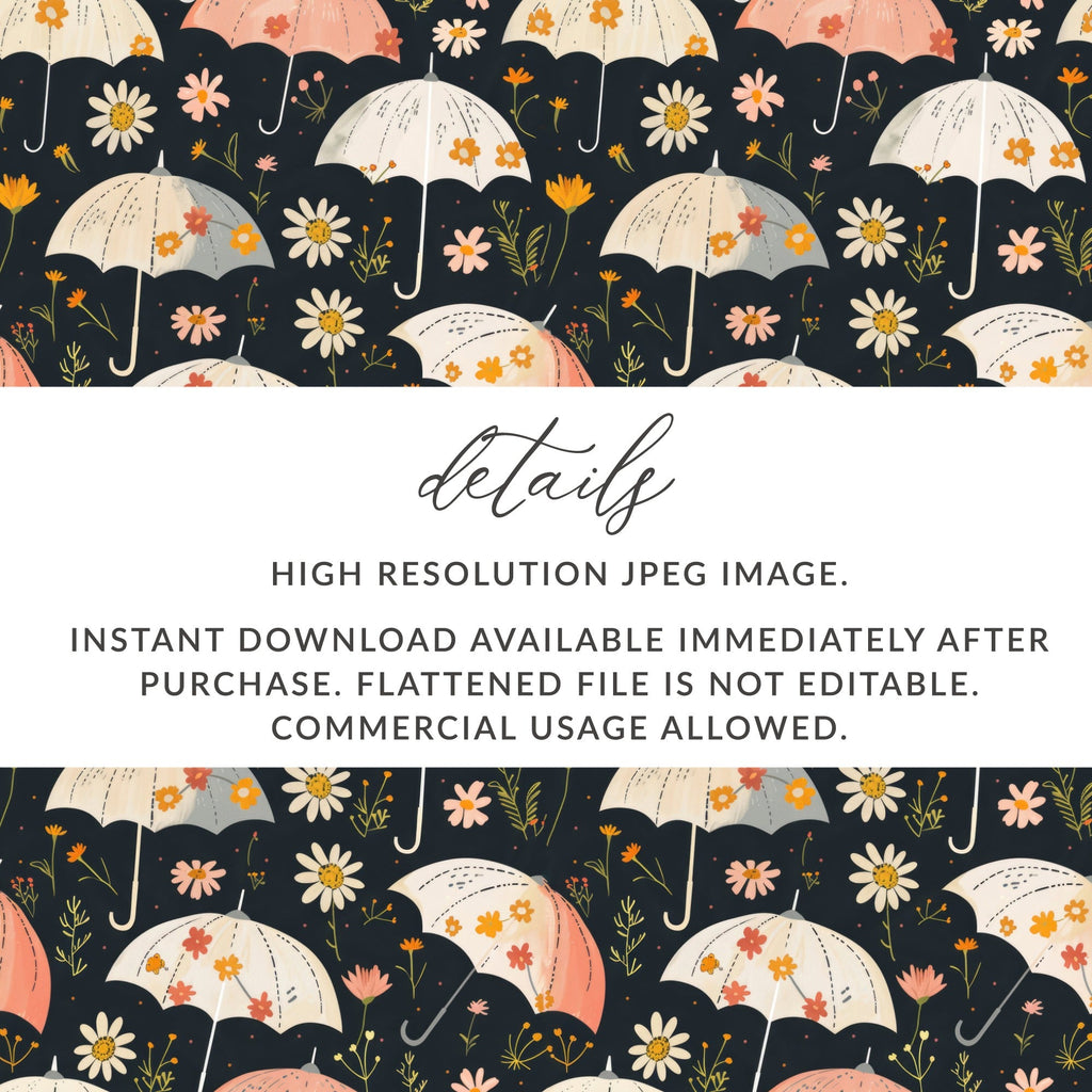 Seamless Spring Floral Umbrellas Seamless Pattern Lovely Design Digital - Moore and Mountain