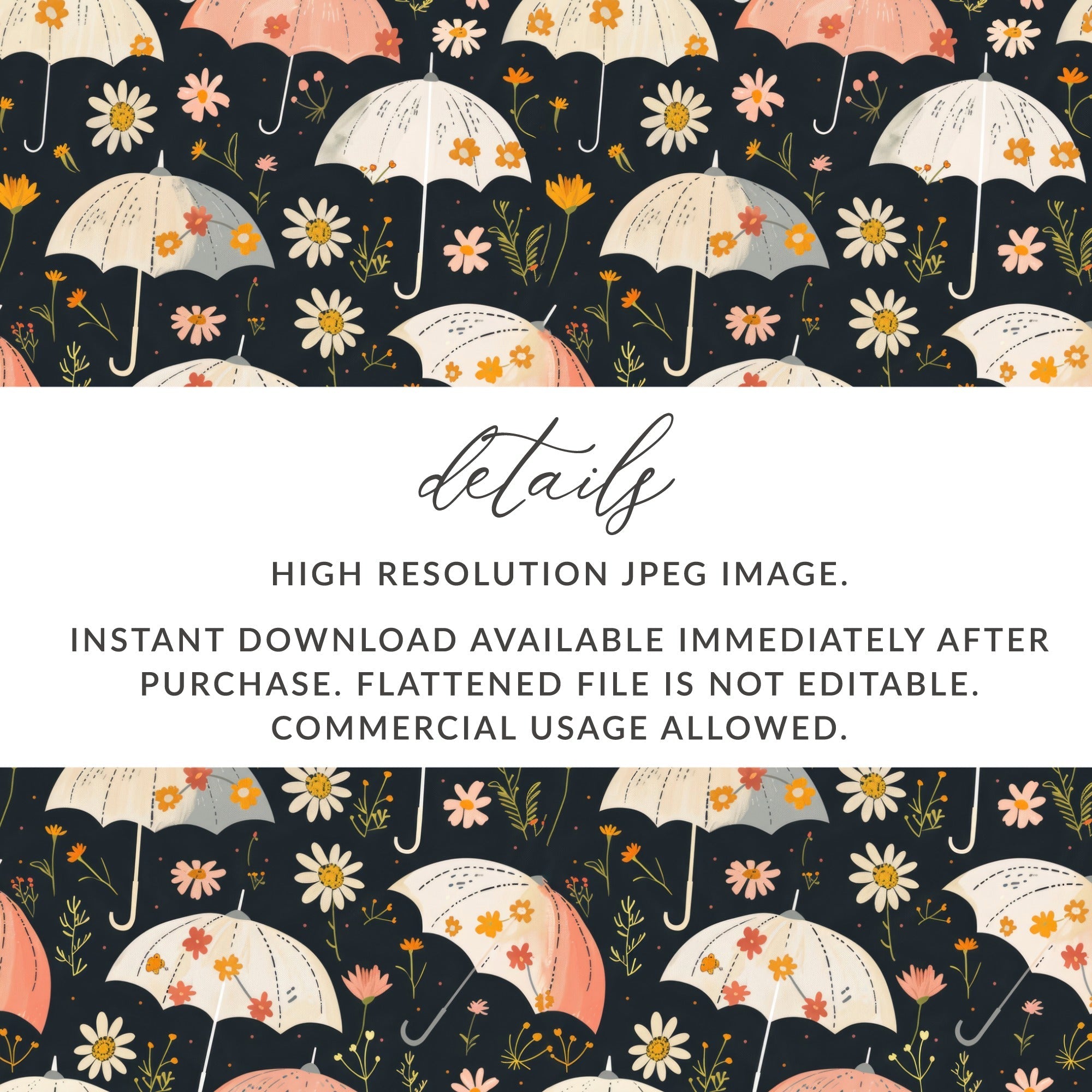 Seamless Spring Floral Umbrellas Seamless Pattern Lovely Design Digital - Moore and Mountain