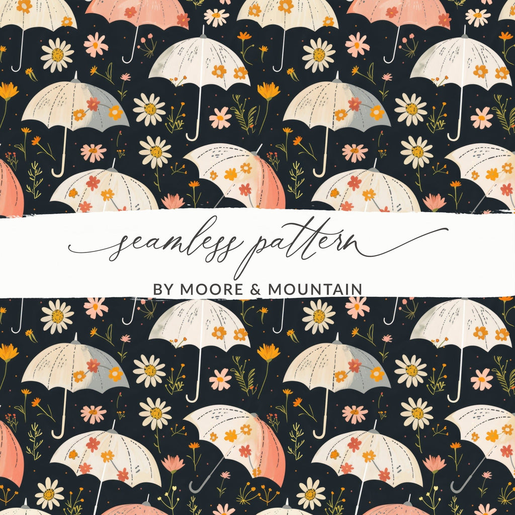 Seamless Spring Floral Umbrellas Seamless Pattern Lovely Design Digital - Moore and Mountain