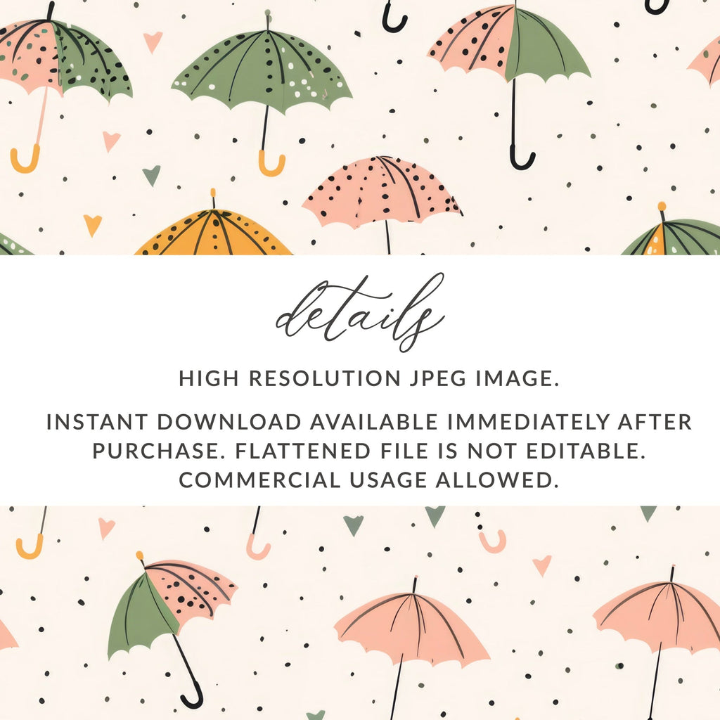 Seamless Spring Umbrella Background, Rainy Days Charming Umbrellas Hearts Seamless Background Design Pattern - Moore and Mountain