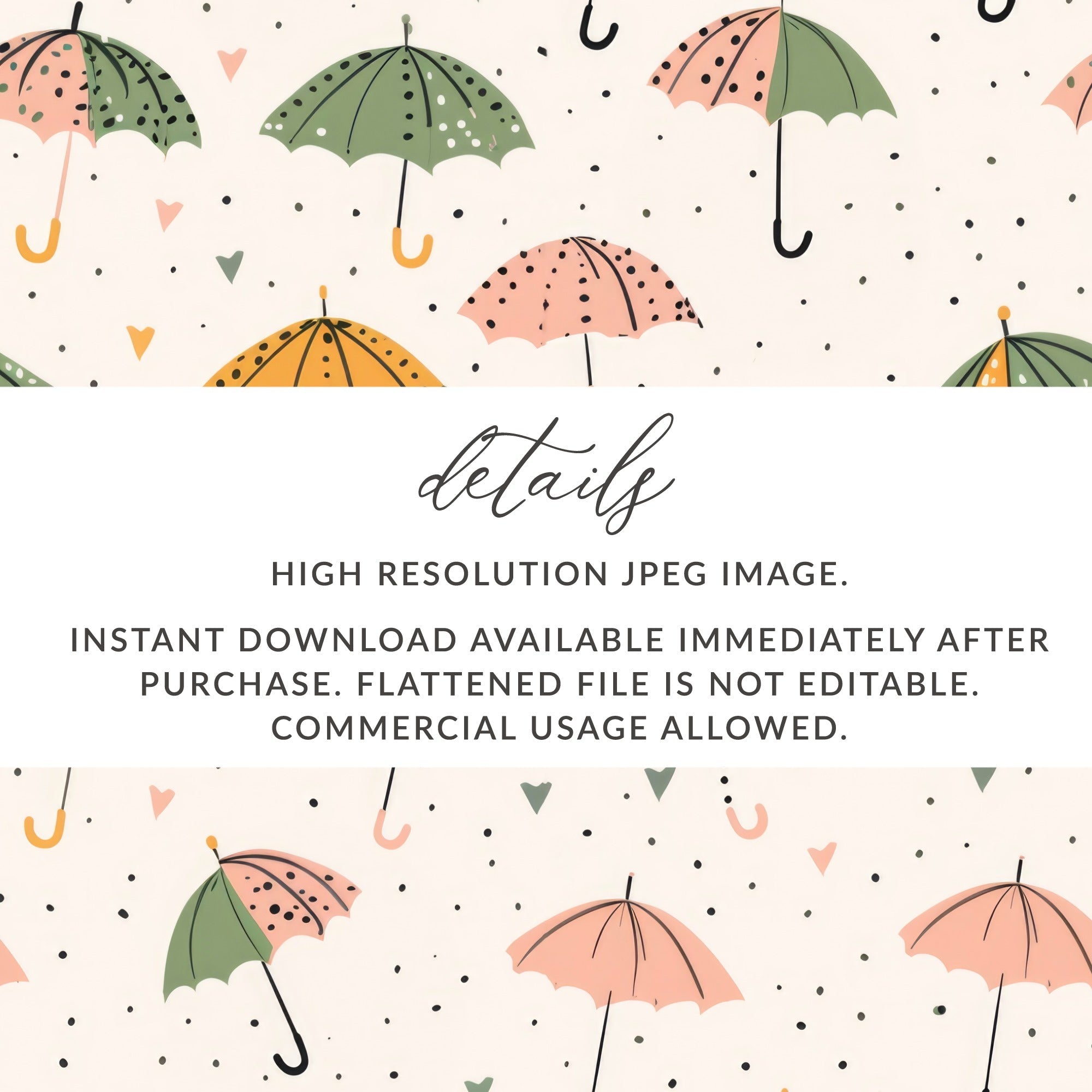 Seamless Spring Umbrella Background, Rainy Days Charming Umbrellas Hearts Seamless Background Design Pattern - Moore and Mountain