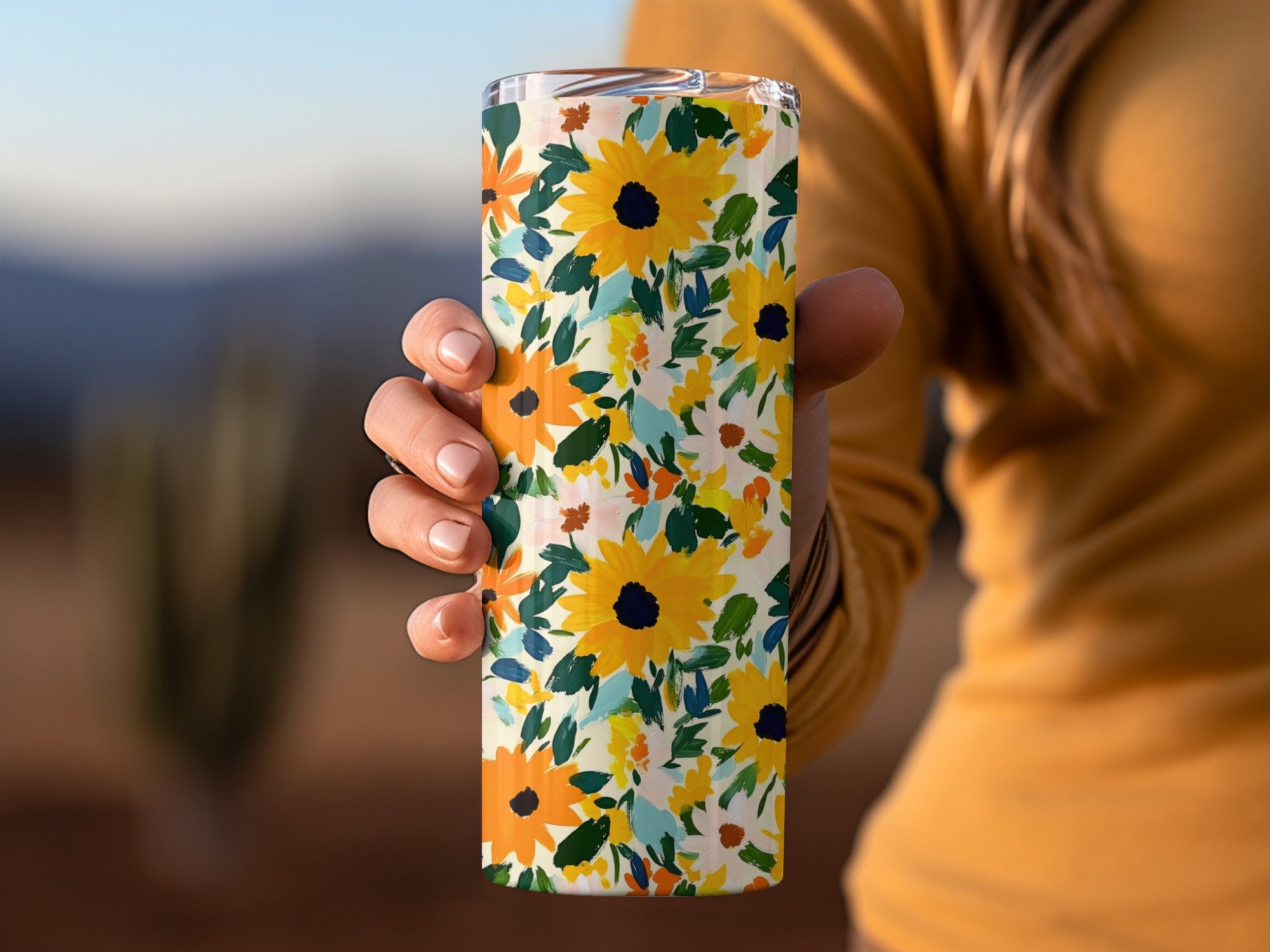 Bright Floral Pattern Travel Tumbler 20oz