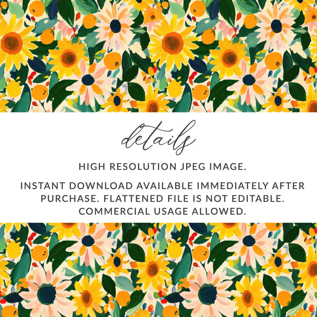 Vibrant Sunflower Floral Pattern High Res Digital Download