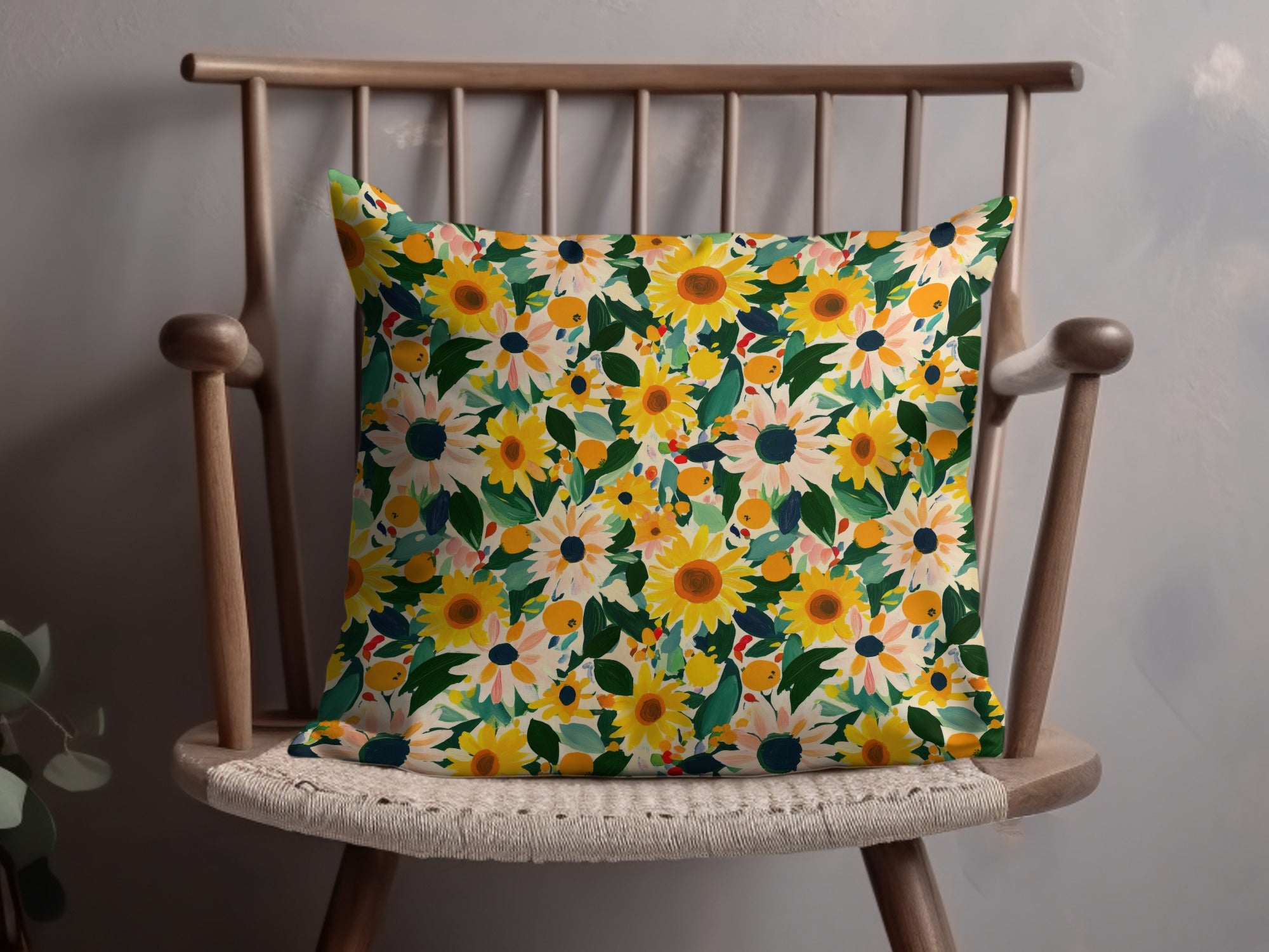 Colorful Floral Pattern Decorative Throw Pillow